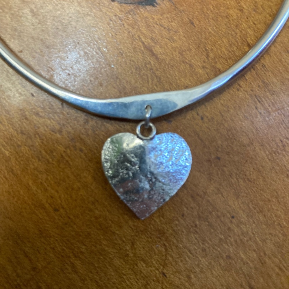 Sterling Silver  handmade  Heart Pendant bracelet - Picture 2 of 3